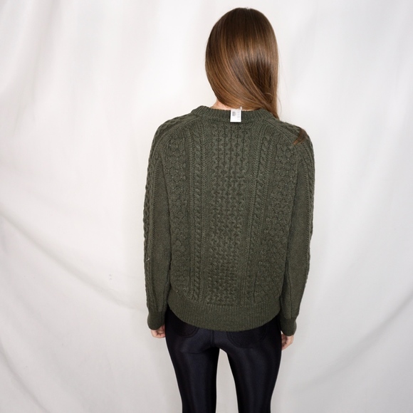 J. Crew Popcorn Cable Knit Green Sweater NWT M 362 - Picture 4 of 8